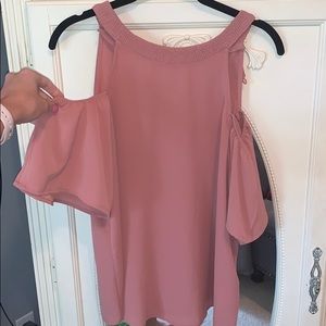Mauve casual cold shoulder shirt